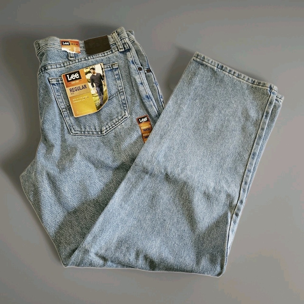 NWT Lee Mens Regular Fit Straight Leg Jeans Denim Pants Light Stonewash 2008916